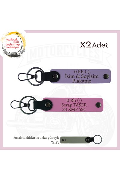 Asortishey 0 Rh (-) Blood Group Written Special Design X2 Keychain, Purple-Pi...