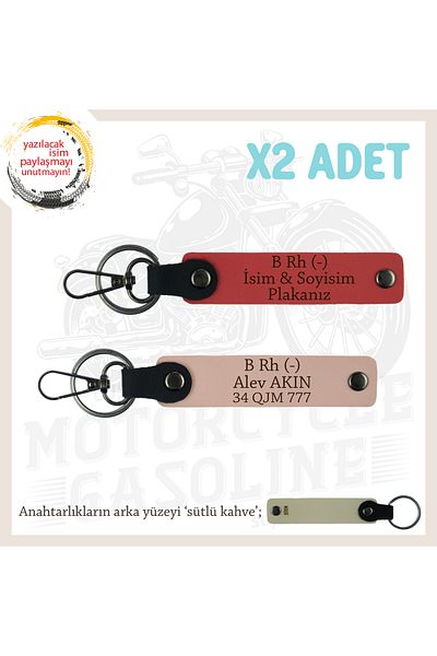 miawiki Name Plate and B Rh (-) Blood Group Written X2 Keychain, Pomegranate Flower-Yavruağzı-Sk, to Motorcyclist