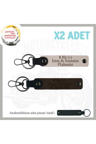 miawiki 2-Piece Keychain, Powder-K Coffee-Syh, Special Name Plate for Motorcycle Lovers B Rh (+) Blood Group Written