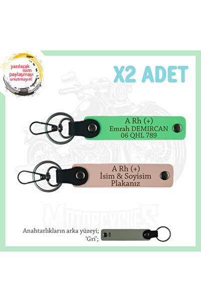 Asortishey Name Plate and a Rh (+) Blood Group Written X2 Keychain, Yavruağzı...