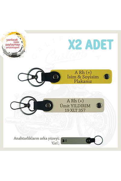 Miaju Custom Name Plate for Companions, Personal X2 Keychain with a Rh (+) Blood Type Lettering, Yellow-S Brown-Gr
