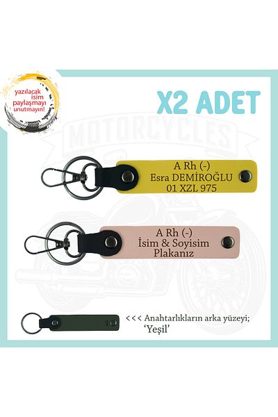 miawiki Name Plate and a Rh (-) Blood Group 2-Piece Keychain Gift Set, Yavruağzı-Yellow-Ysl, Biker Friends