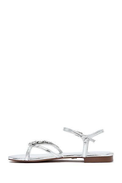 Derimod Women's Silver Stone Flip Flops Sandals 25Sfe482914