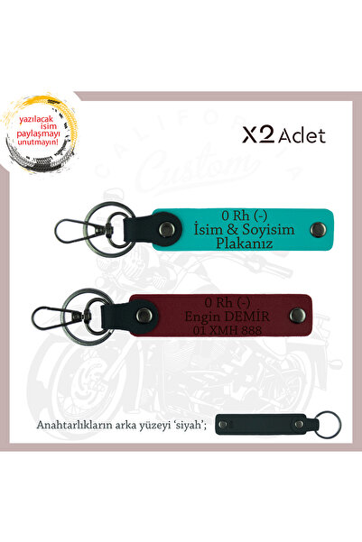 Asortishey Set of 2 Keychains with Name Plate and 0 Rh (-) Blood Group Writte...
