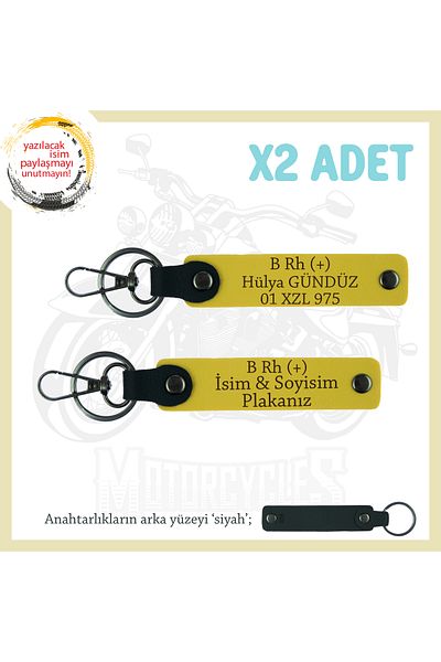 Miaju Multi-Meaningful Gift for First Car Purchase Name Plate and B Rh (+) Blood Group Lettering 2-Piece Keychain, Yellow-Syh