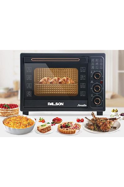PALSON Electric Oven 48L - 1800W Power, Adjustable Temperature (100-230°C), Black