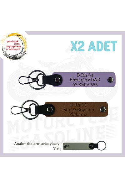 miawiki Name Plate and B Rh (-) Blood Group Written Special X2 Keychain Set, Coffee-Purple-Gr, Biker Friends