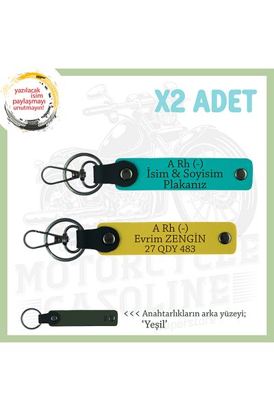 Miaju Speed Lovers Special Name Plate, a Rh (-) Blood Group Lettered X2 Keychain Gift, K Turquoise-Yellow-Ysl