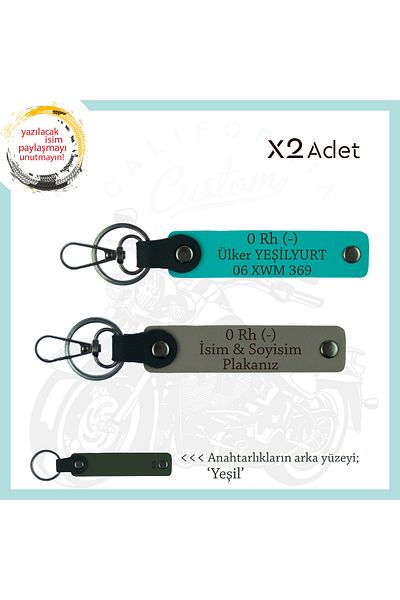miawiki 0 - Special Production X2 Keychain with Blood Type Written, Ash Gray-K Turquoise-Ysl, Name Plate for Motor Enthusiasts