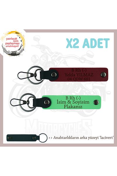 miawiki سلسلة مفاتيح للقيادة الآمنة مع لوحة اسم وحروف B - فئة الدم، F Green-Burgundy-Navy، لراكبي الدراجات النارية