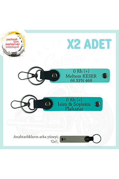 Asortishey 0+ Blood Type Written Emergency X2 Keychain, K Turquoise-Turquoise...