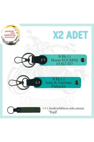miawiki B- سلسلة مفاتيح مكتوبة بفصيلة الدم x2، K Turquoise-Turquoise-Ysl، لوحة أسماء الهدايا لفرق الدراجات النارية