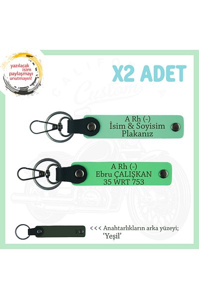 miawiki Name Plate and a Rh (-) Blood Group Written X2 Keychain, Green-F Green-Ysl, Special for Motorcycle Lovers