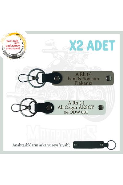 Miaju Motrocuya Nameplate and a Rh (-) Blood Group Written Meaningful Gift 2-Piece Keychain, Ash Gray-White-Syh