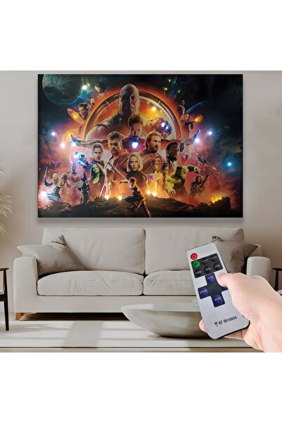 EMYA HOME Led Işıklı Uzaktan Kumandalı Marvel Avengers Kanvas Tablo