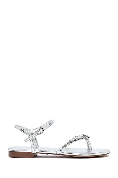 Derimod Women's Silver Stone Flip Flops Sandals 25Sfe482914