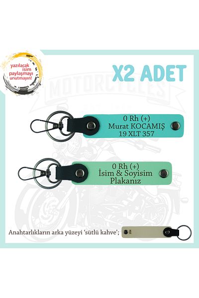 miawiki Name Plate and 0 Rh (+) Blood Group Written X2 Keychain Suit, Green-Turquoise-Sk, Special for Motor Lovers