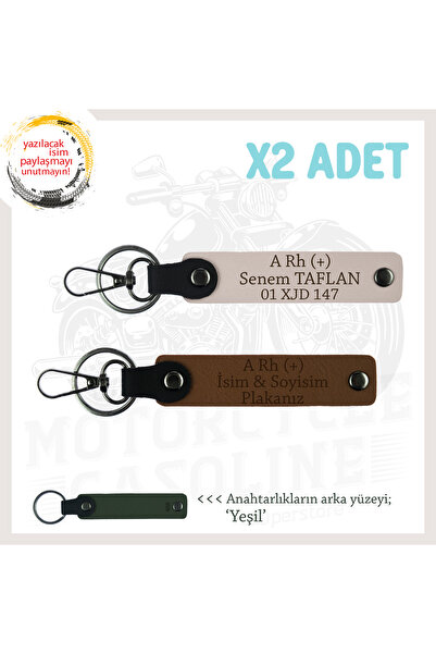 Miaju Biker Style, Safe Driving Keychain with Name Plate and a Rh (+) Blood T...