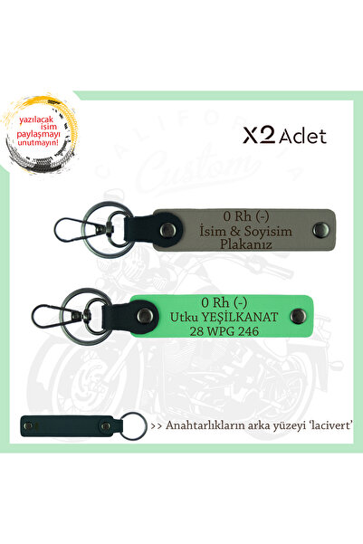 Miaju Gift for Biker Friends Name Plate, 0 - Blood Type Written X2 Keychain, ...