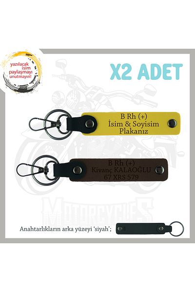 miawiki Name Plate and B Rh (+) Blood Group Written 2 Keychain, Yellow-K Coffee-Syh, Gift for the First Motor