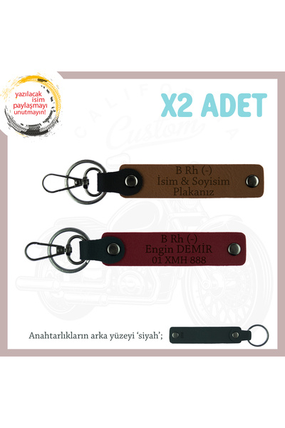 Asortishey Name Plate and B Rh (-) Blood Group Written Leather X2 Keychain, C...
