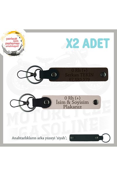 miawiki 2-Piece Keychain, Powder-K Coffee-Syh, Special Name Plate for Motorcycle Lovers 0 Rh (+) Blood Group Written