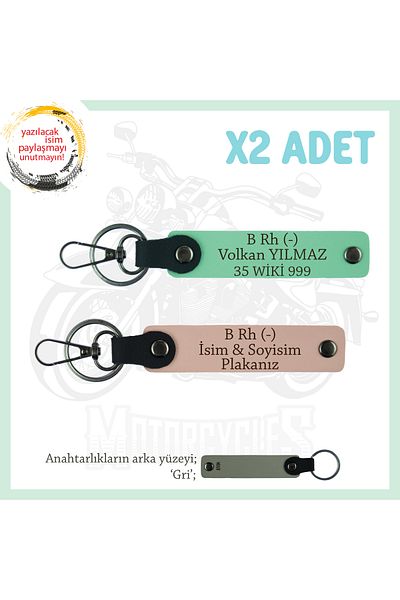 miawiki B- Blood Group Written Special Design X2 Keychain, Yavruağzı-Green-Gr, Special Name Plate for Motor Lovers