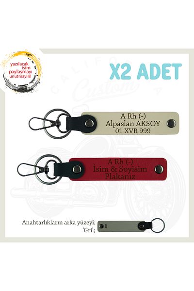 miawiki Gift X2 Keychain, Red-S Coffee-Gr, Special Name Plate for Biker Friends a Rh - Blood Type Written