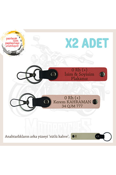 Miaju To the Motorcyclist, Keychain with Name Plate and 0 Rh (+) Blood Type X...