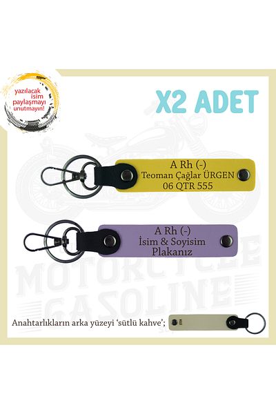 miawiki Name Plate and a Rh (-) Blood Group Written Leather X2' Keychain, Purple-Yellow-Sk, Special for Speed Enthusiasts