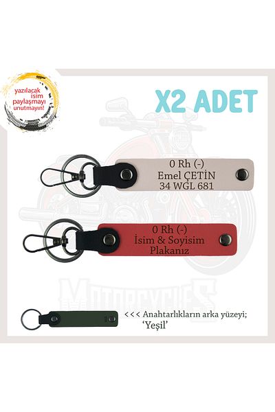 miawiki Name Plate and 0 Rh (-) Blood Group Written X2 Keychain, Pomegranate Flower-Powder-Ysl, Special for Motor Enthusiasts