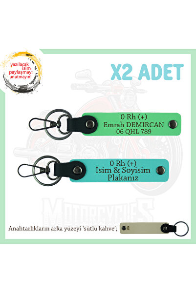 Miaju Exclusive for Biker Style, Leather X2 Keychain with Name Plate and 0 Rh...