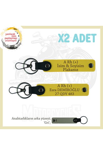 miawiki A Rh (+) Blood Type Written Special Meaningful Gift X2 Keychain, Yellow-Gr, Name Plate Suitable for Biker Style