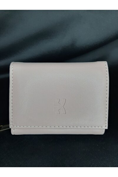 makadi محفظة نسائية باللون الوردي الفاتح - موديل حاملة بطاقات بسحاب وزر