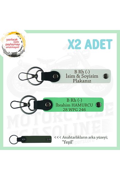 miawiki لوحة اسم وB RH- مجموعة مفاتيح الطوارئ مع كتابة فئة الدم، White-F Green-Ysl، لمحبي الدراجات النارية