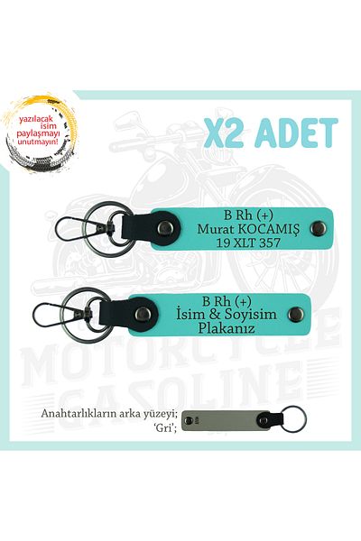 miawiki B Rh (+) Blood Group Written X2 Keychain, Turquoise-Gr, Motor Plate, Name Keychain! Name Plate