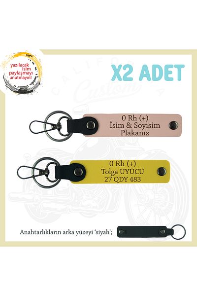 miawiki Name Plate and 0 Rh (+) Blood Group Written 2 Keychain Gift, Yavruağzı-Yellow-Syh, Biker Friends