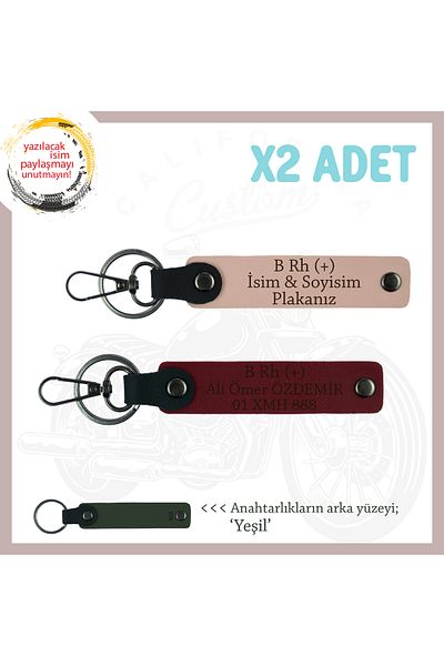 miawiki Name Plate and B Rh (+) Blood Group Written X2 Keychain, Yavruağzı-Burgundy-Ysl, Special for Travelers