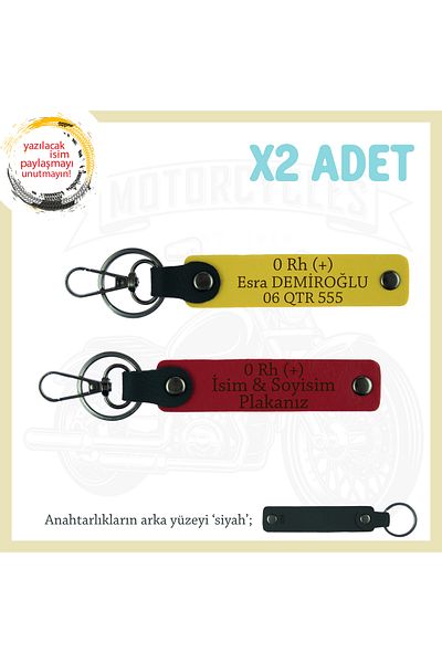 Miaju Car Special Name Plate and 0 Rh (+) Blood Group Lettering 2-Piece Keychain Set, Red-Yellow-Syh