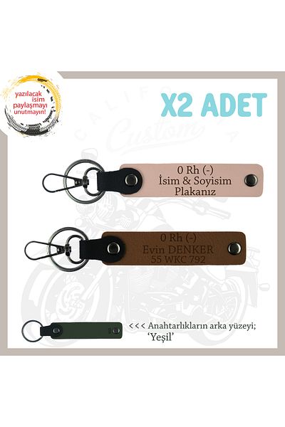 miawiki Name Plate and 0 Rh (-) Blood Group Processed X2 Keychain, Yavruağzı-Coffee-Ysl, Biker Style Special