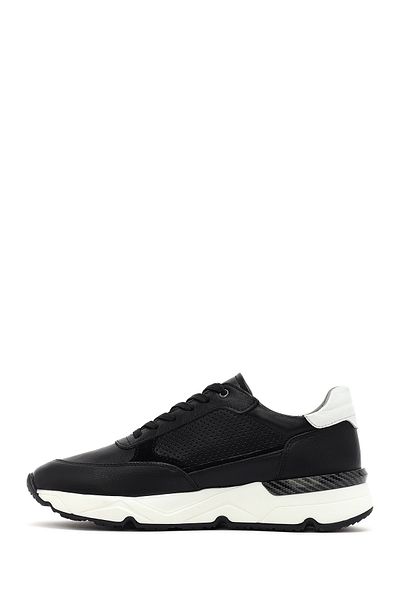 Derimod Men's Black Lace-Up Thick Sole Leather Sneaker 25Sfd675218