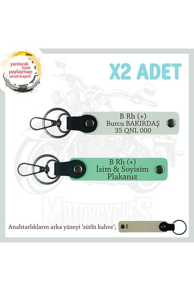 miawiki Set, Green-White-Sk, Speed Freaks Custom Name Plate B Rh (+) Blood Group Written Leather X2 Keychain