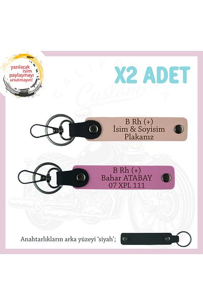 miawiki Name Plate and B Rh (+) Blood Group Written X2 Keychain, Yavruağzı-Pink-Syh, Bikera Precious Gift