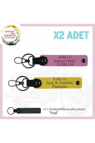 miawiki Name Plate and a Rh (+) Blood Group Emergency X2 Keychain, Yellow-Pink-Ysl, Special for Motorcycle Lovers