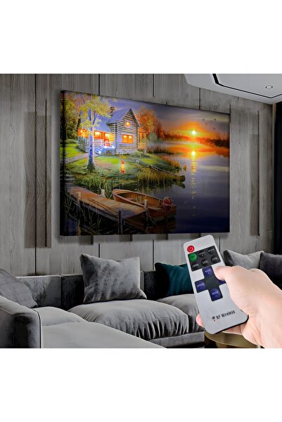 EMYA HOME Led Işıklı Uzaktan Kumandalı Manzara Kanvas Tablo