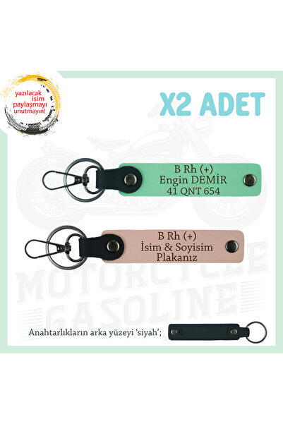 Asortishey B+ Blood Group Written Special Design X2 Keychain, Yavruağzı-Green...