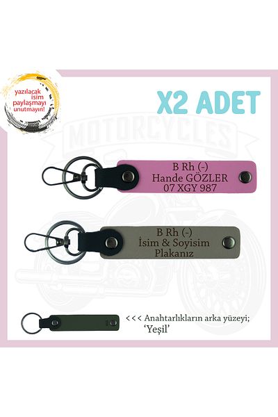 Miaju Exclusive for Biker Rider, Name Plate and B Rh (-) Blood Group Lettering X2 Keychain, Ash Grey-Pink-Ysl