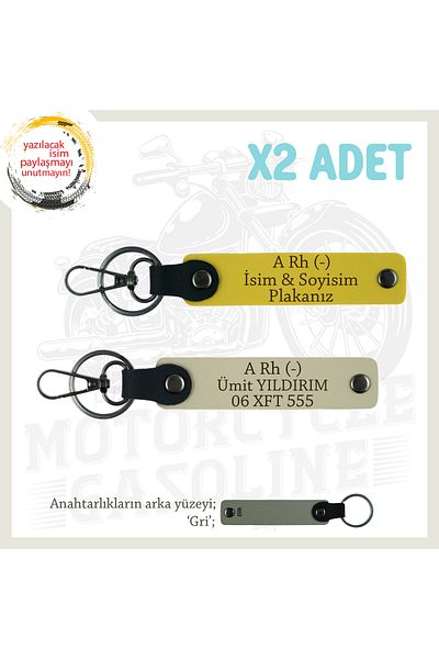 miawiki Personal X2 Keychain with a Rh (-) Blood Group Written, Yellow-S Brown-Gr, Special Name Plate for Passengers