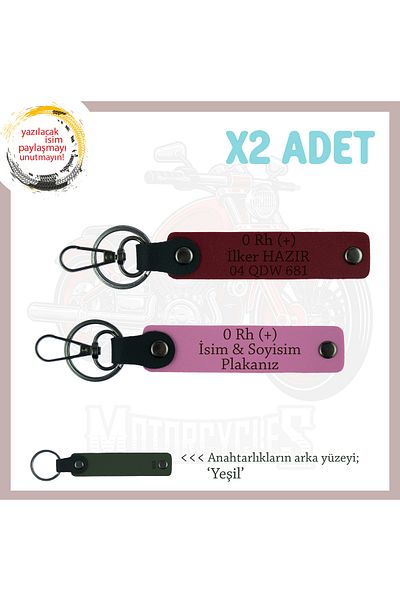 miawiki Meaningful Gift Leather X2 Keychain, Pink-Burgundy-Ysl, Name Plate of Who You Love 0 Rh (+) Blood Group Written