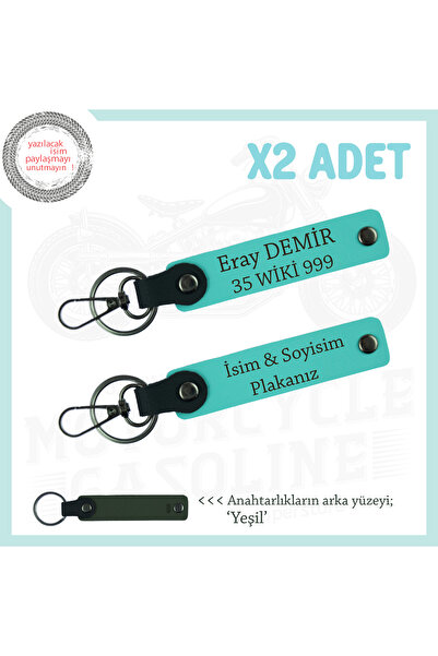 Asortishey Personal Keychain Set of 2 with Name and Plate Written, Turquoise-...